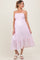 Light Pink Embroidered Striped Colorblock Maternity Midi Dress
