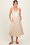 Cream Contrast Knit Bodice Maternity Midi Dress