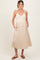 Cream Contrast Knit Bodice Maternity Midi Dress