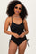 Black Ribbed O-Ring Strap Side Tie Swimsuit