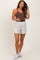 Cream Elastic Cargo Maternity Shorts