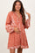 Rust Mixed Floral Tie Front Ruffle Accent Maternity Dress