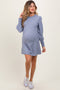 Light Blue Knit Bubble Sleeve Maternity Mini Dress