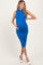 Royal Blue Ribbed Mock Neck Maternity Midi Dress