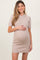 Beige Knit Short Sleeve Mini Maternity Dress