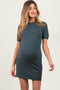 Olive Knit Short Sleeve Mini Maternity Dress