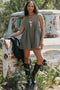 Olive Deep V-Neck Pleated Front Tie Sleeveless Romper