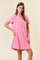 Pink Unfinished Seam Short Sleeve Mini Dress