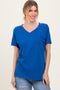 Royal Blue Oversized V-Neck Short Sleeve Tee