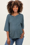 Teal Ribbed Boxy Fit Short Sleeve Maternity Top