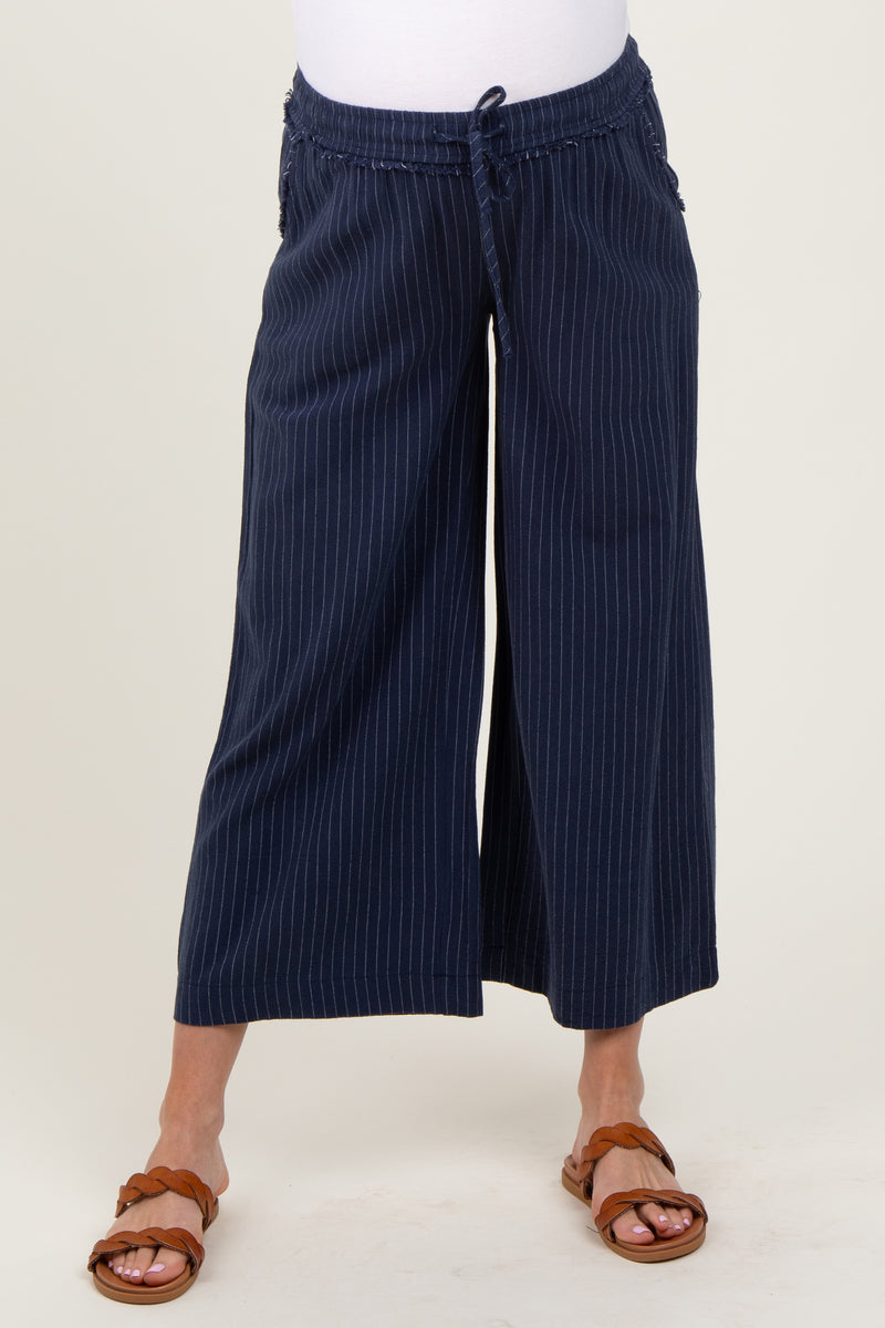 Straight-Leg Maternity Pants- Navy Blue