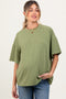 Olive Ribbed Short Sleeve Maternity Top