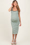 Mint Striped Knit Square Neck Maternity Midi Dress