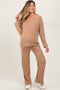 Taupe Ribbed Soft Knit Long Sleeve Maternity Pajama Set