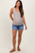 Blue High Rise Distressed Maternity Shorts