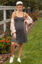 Charcoal Solid Ribbed Knitted Adjustable Strap Sleeveless Maternity Mini Dress