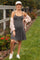 Charcoal Solid Ribbed Knitted Adjustable Strap Sleeveless Maternity Mini Dress