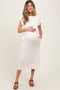 Cream Casual Sleeveless Pocketed Maternity Midi Dress