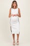 White Pointelle Contrast Trim Sweater Maternity Midi Dress