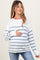 White Blue Striped Maternity Sweater