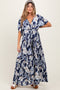 Blue Tropical Floral Maternity Maxi Dress
