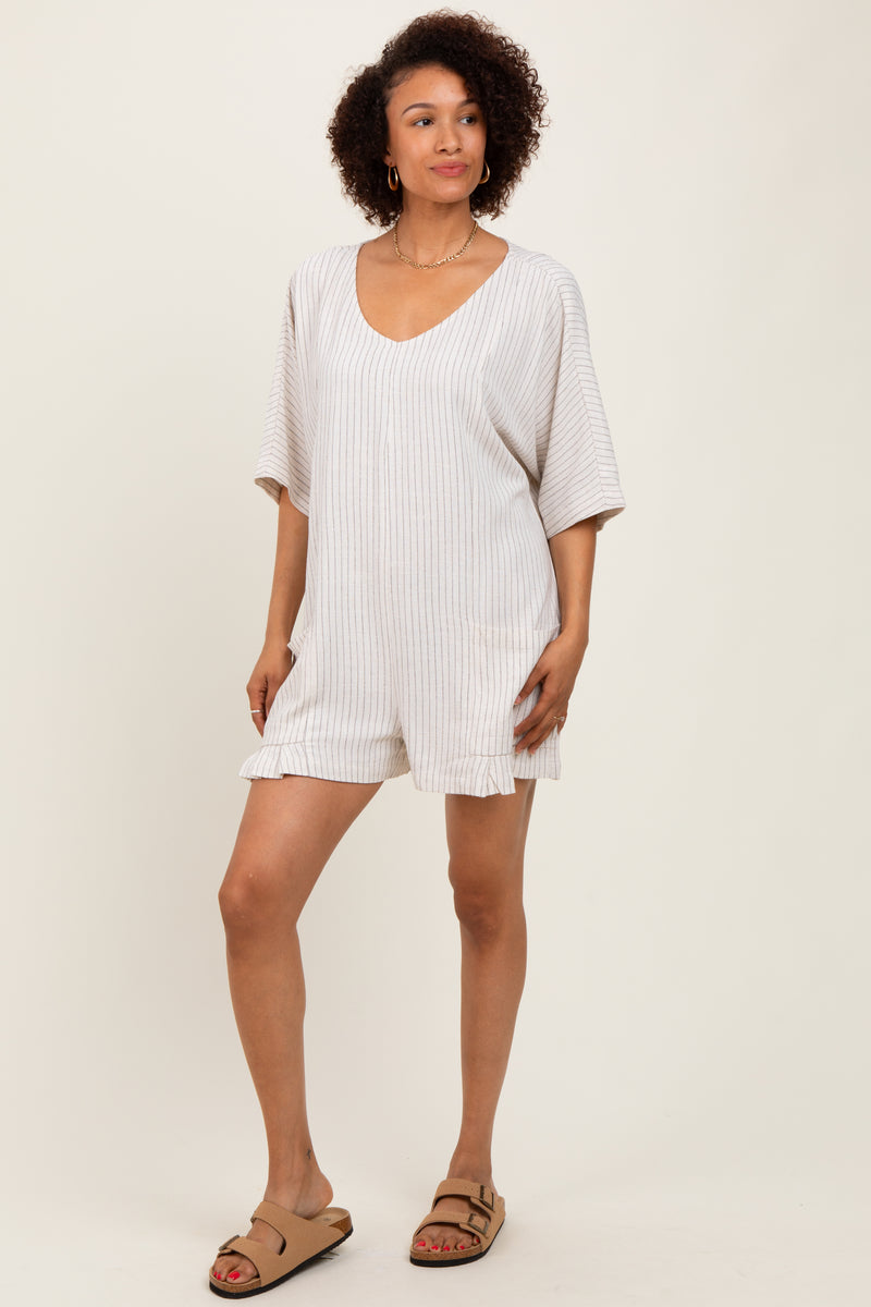 New Vintage Romper _Beige Stripe