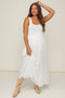 White Smocked Waist Eyelet Lace Hem Maternity Maxi Skirt