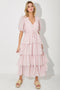 Light Pink Floral Ruffle Tiered Maxi Dress