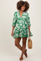 Green Floral Deep V-Neck Maternity Mini Dress