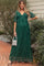 Green Lace Mesh Overlay Maternity Maxi Dress