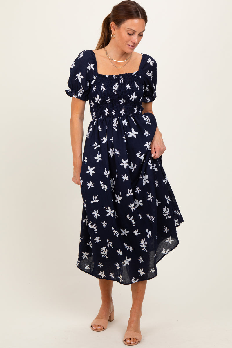 knee length dresses for ladies Textured Puff Sleeve Midi Dresses main image 0