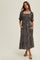 Black Floral Smocked Puff Sleeve Midi Dress