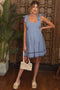 Blue Shoulder Bow Tie Pleated Maternity Mini Dress