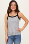 Ivory Striped Contrast Strap Tank