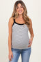 Ivory Striped Contrast Strap Maternity Tank