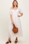 Cream Crochet Detail Bodice Midi Dress