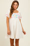 Cream Embroidered Cotton Gauze Mini Dress