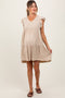 Beige Flutter Sleeve Tiered Maternity Dress