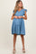 Blue Flutter Sleeve Tiered Maternity Dress