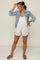 Cream Linen Blend Crochet Trim Drawstring Maternity Shorts