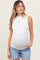 White Knit Mock Neck Sleeveless Maternity Top