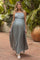 Grey Lace Bodice Cutout Tie Back Maternity Maxi Dress