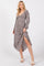 Mocha Floral Twist Front Long Sleeve Midi Dress