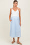 Light Blue Contrast Knit Bodice Maternity Midi Dress