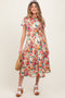 Cream Floral Button Down Maternity Midi Shirt Dress