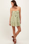 Mint Green Floral Strapless Front Tie Mini Dress