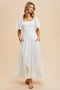 Ivory Smocked Cotton Flutter Sleeve Maxi Dress