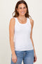 Ivory Melange Ribbed Fitted Tank Top
