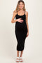 Black Ribbed Bodycon Maternity Midi Dress