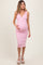 Light Pink Striped Sleeveless Fitted Maternity Midi Dress